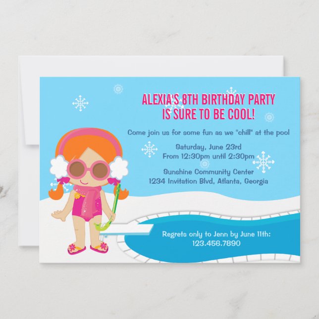 Winter Pool Party Invite (Front)