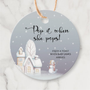 Winter Pop it when she pops baby shower Favor Tags