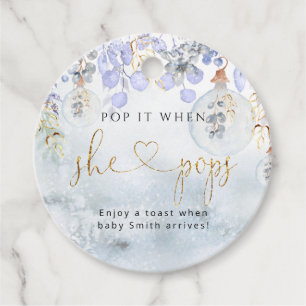 Winter Pop it when she pops baby shower Favor Tags