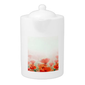 Winter Poppy Flowers Garden Teapot