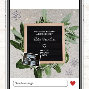 Winter Pregnancy Little Secret Snowflake Sonogram Announcement