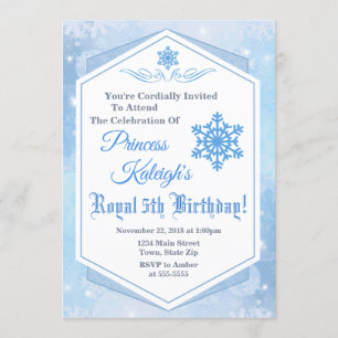 Winter Princess Birthday Invitation Snow Queen