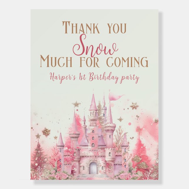 Winter Princess Fairytale Birthday Welcome Foam Board (Front)