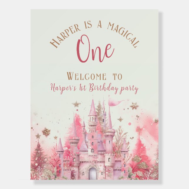 Winter Princess Fairytale First Birthday Welcome Foam Board (Front)