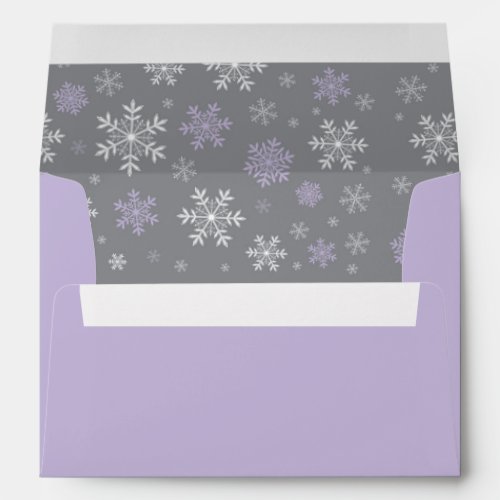 Winter Purple and Gray Snowflake Pattern Envelope