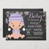 Winter Purple Baby Shower Invitation Chalkboard (Front/Back)
