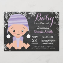 Winter Purple Baby Shower Invitation Chalkboard