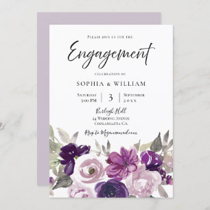 Winter Purple Lavender Floral Engagement Party Invitation
