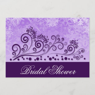 Winter Purple Snowflake Bridal Shower Invitations