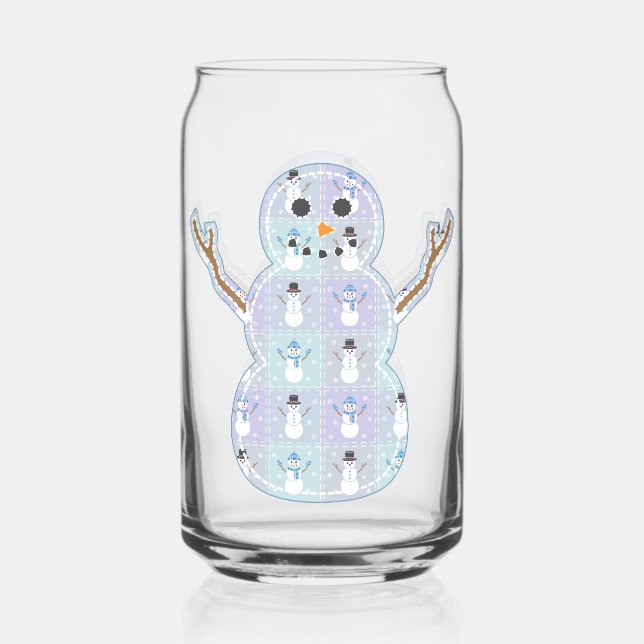 Winter Quilt Can Glass (Front)