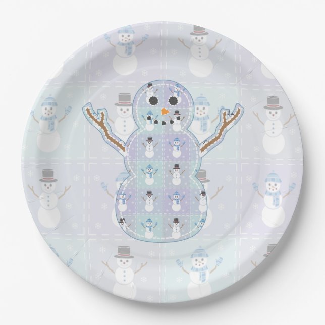 Winter Quilt Paper Plate (Front)