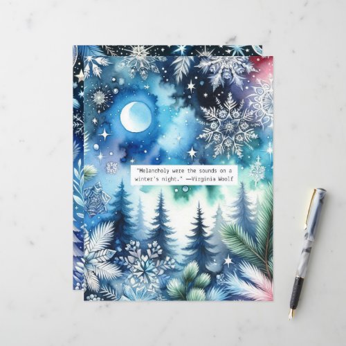 Winter Quote Blue Scrapbook Paper
