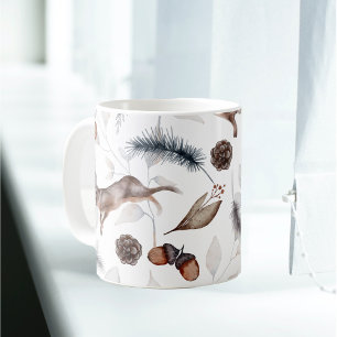 Winter Rabbit Acorns Grasses Festive Coffee Mug