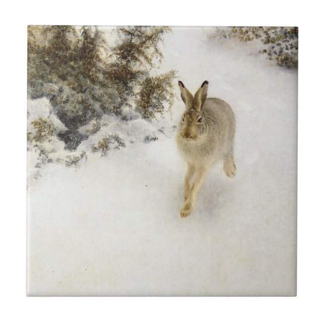 winter rabbit ceramic tile (Front)