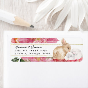 Winter Rabbit Floral Return Address Label