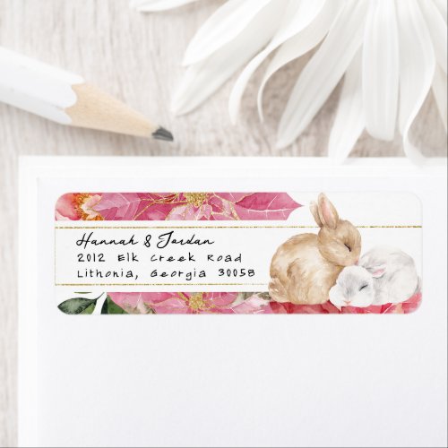 Winter Rabbit Floral  Return Address Label