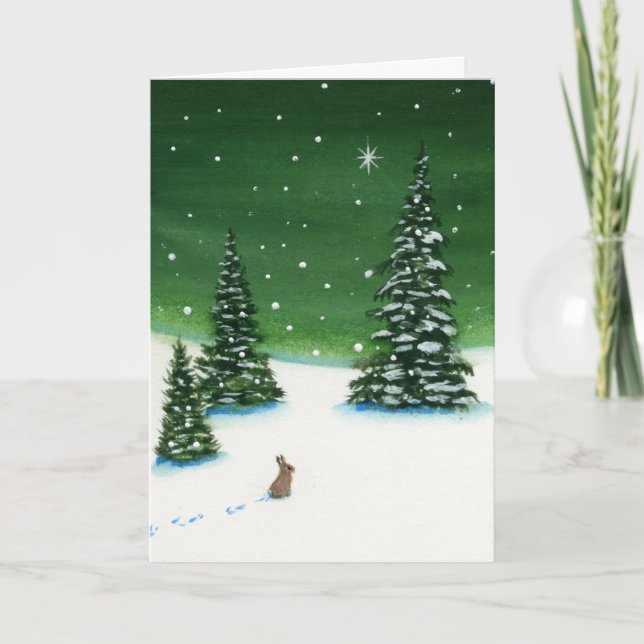 Winter Rabbit Holiday Christmas Peace by Bihrle (Front)