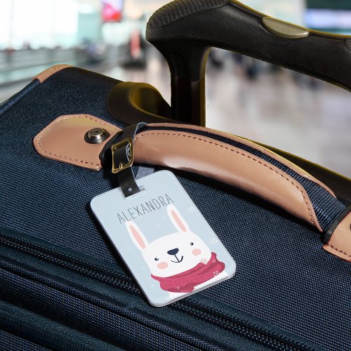 Winter Rabbit Personalized Bag Tag  Sky