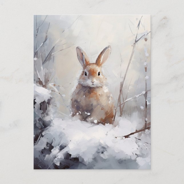 Winter Rabbit Postcard (Front)