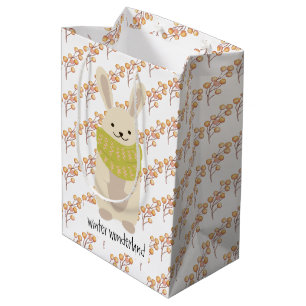 Winter Rabbit With His Striped Scarf Medium Gift Bag
