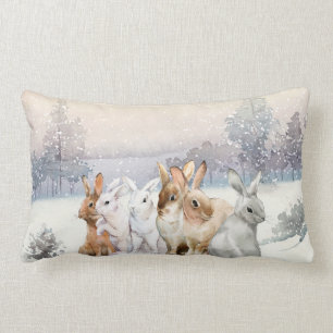 Winter Rabbits Lumbar Pillow