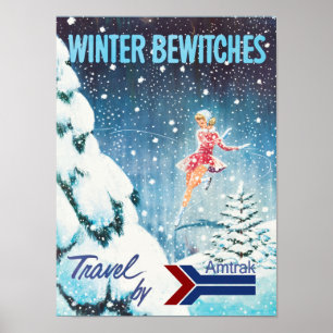 Winter Railroad Travel Poster