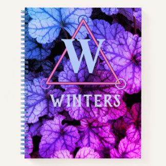 Winter Rainbow Monogram - Colorful Foliage Noteboo Notebook