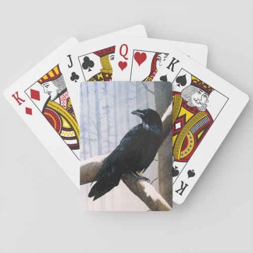 Winter Raven Forest Poker Cards