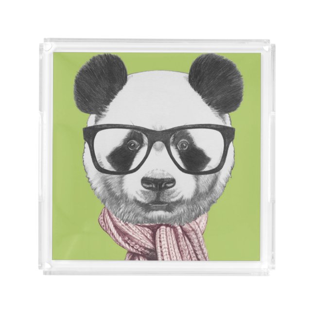 Winter Ready Panda Bear Acrylic Tray (Front)
