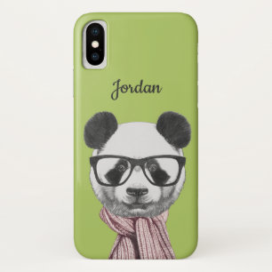 Winter Ready Panda Bear   Add Your Name iPhone X Case
