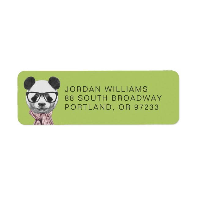Winter Ready Panda Bear | Add Your Name Label (Front)