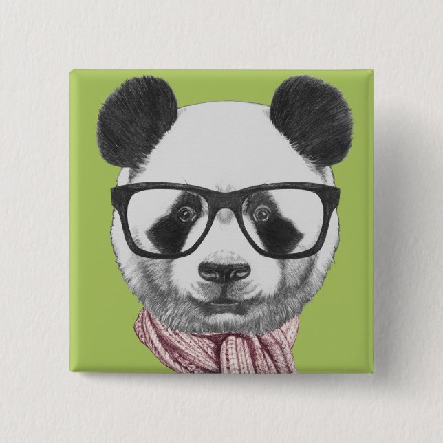Winter Ready Panda Bear Button (Front)