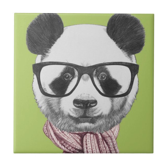 Winter Ready Panda Bear Ceramic Tile (Front)