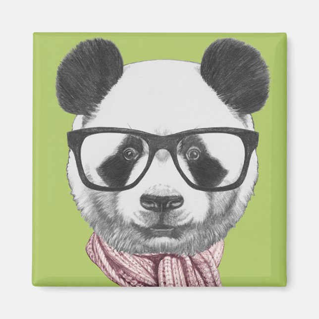 Winter Ready Panda Bear Magnet (Front)