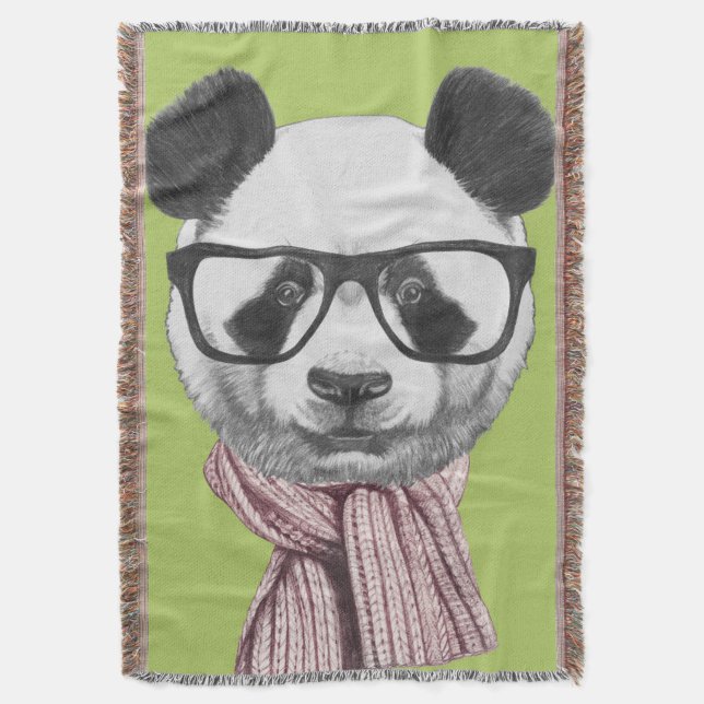 Winter Ready Panda Bear Throw Blanket (Front Vertical)