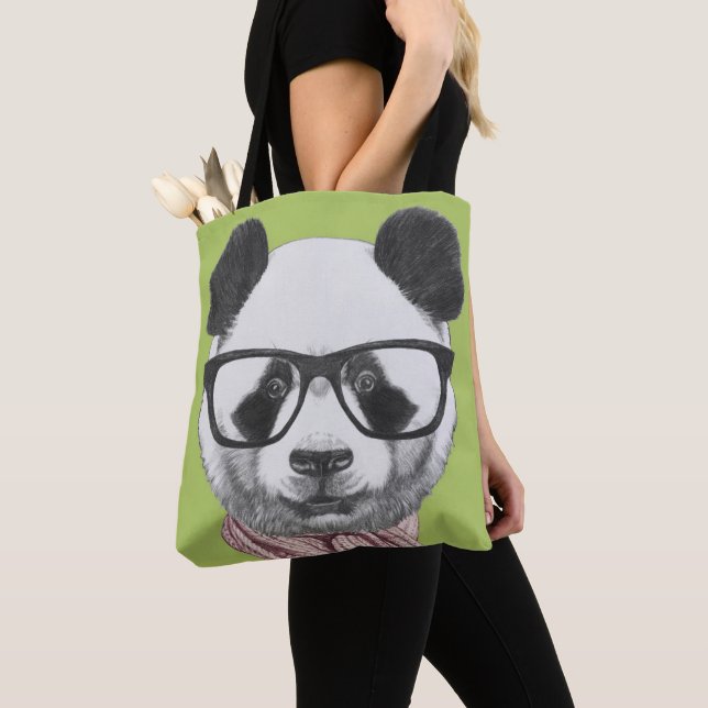 Winter Ready Panda Bear Tote Bag (Close Up)