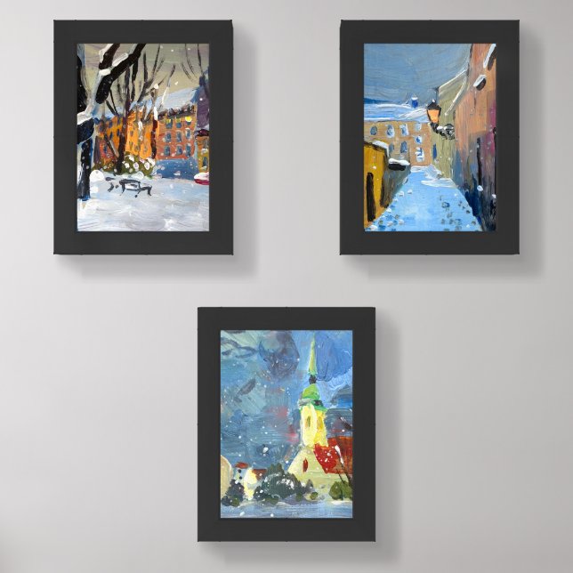 Winter realistic painting wall art sets (Front)