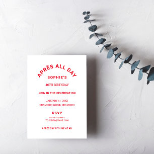 Winter Red Après All Day 40TH Birthday Party Invitation