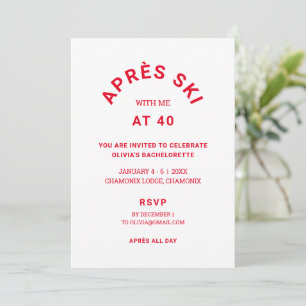 Winter Red Après Ski with me at 40 Party Trip Invitation
