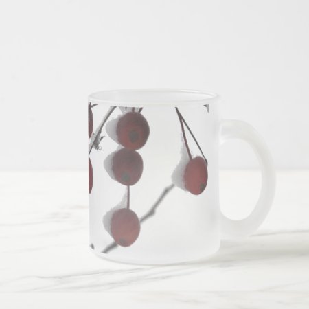 Winter Red Berries, 2 Frosted Glass Coffee Mug