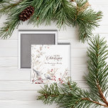 Winter Red Berries Birds Merry Christmas Magnet<br><div class="desc">This beautiful magnet features an elegant wintery scene, adorned with vibrant red berries and a charming pair of birds perched on delicate branches. The minimalistic yet captivating design is perfect for adding a touch of festive cheer to your kitchen or anywhere you place it. Personalize by adding your name or...</div>