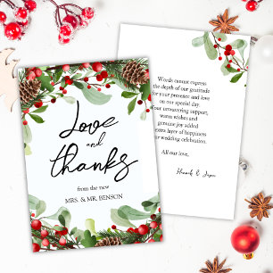Winter Red Berries Christmas Wedding Thank You Card