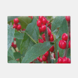 Winter Red Berries Holiday Scenic Christmas Doormat