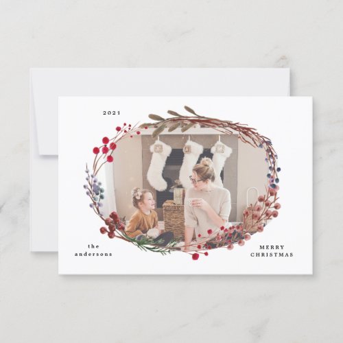 winter red berries photo merry christmas card