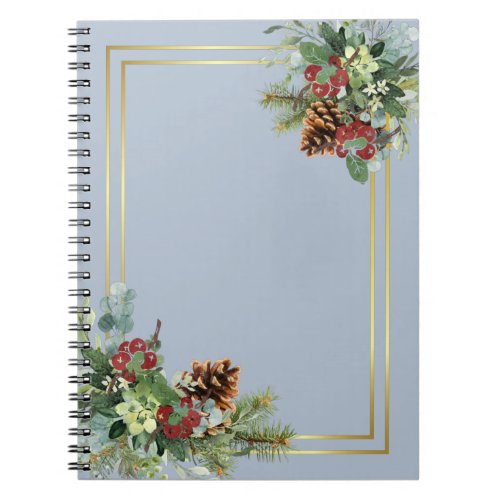 Winter Red Berries Pine Cones Wedding Notebook