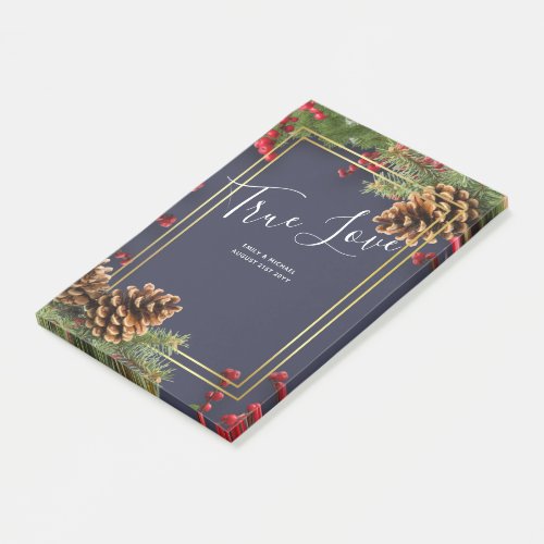 Winter Red Berries Pine Cones Wedding Post_it Notes