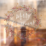 Winter Red Berry Wreath Merry Christmas Window Cling<br><div class="desc">Holiday red berry wreath window cling with "Merry Christmas" script and custom text. For more advanced customization of this design,  please click the "customize further" link.</div>