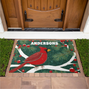 Winter Red Bird Doormat