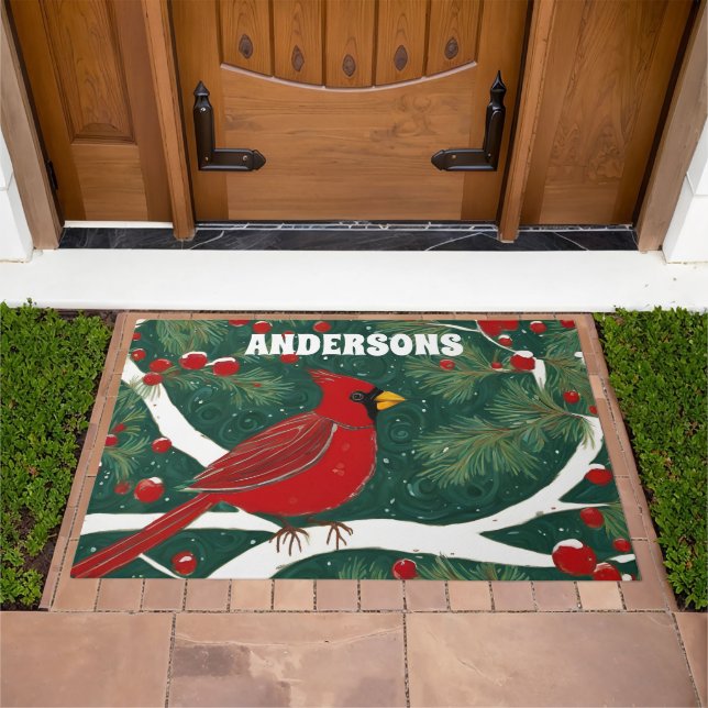 Winter Red Bird Doormat (Outdoor)