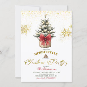 Winter Red Bow Merry Little Christmas Party Invitation